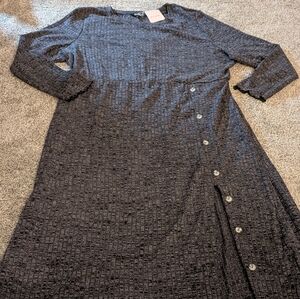 NWT Ladies BloomChic Black Heathered Long Sleeve Dress with Slit Size 22-24